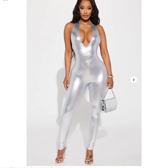 Fashion Nova Pants - Fashion Nova Sexy Mama Metallic Jumpsuit